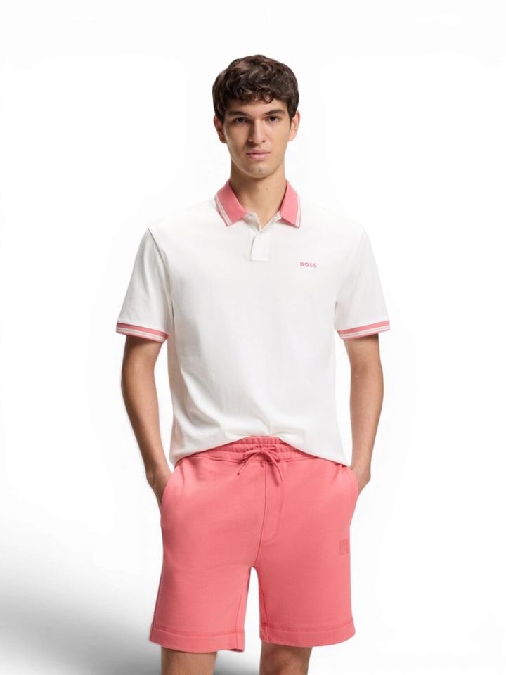Ecru polo met roze kraag Hugo Boss