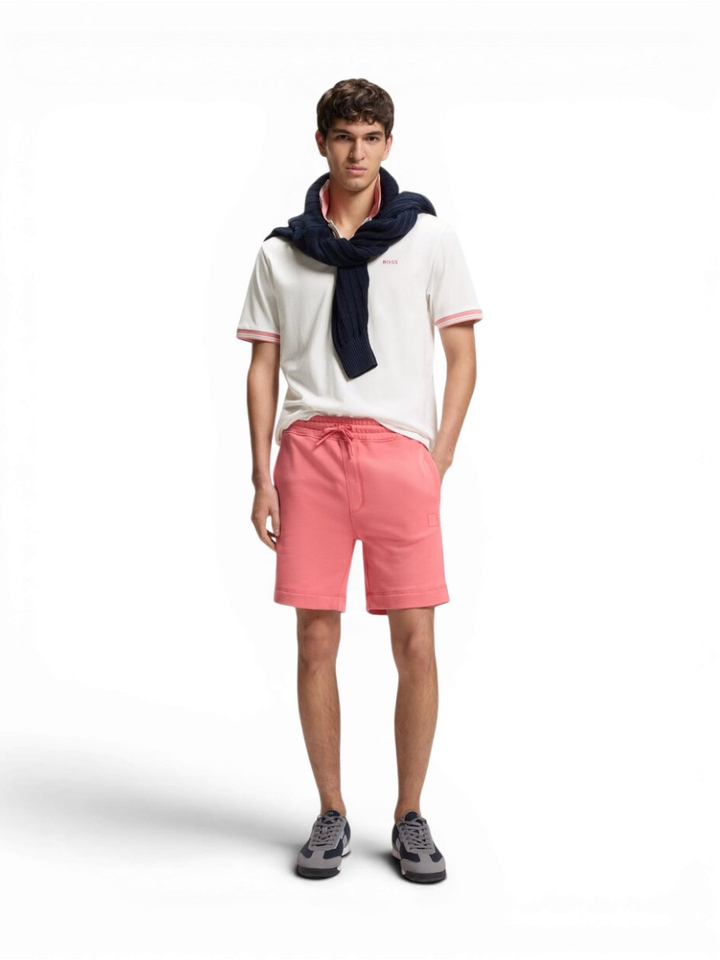 Ecru polo met roze kraag Hugo Boss
