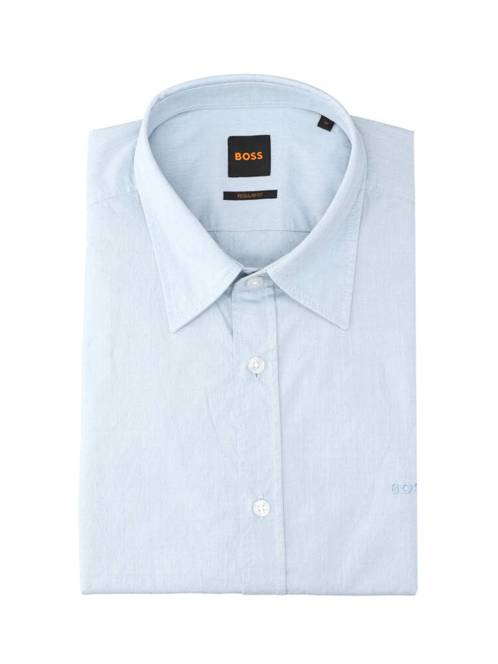 Light pastel blauwe katoenen hemd (regular fit) met details en lange mouwen Hugo Boss 