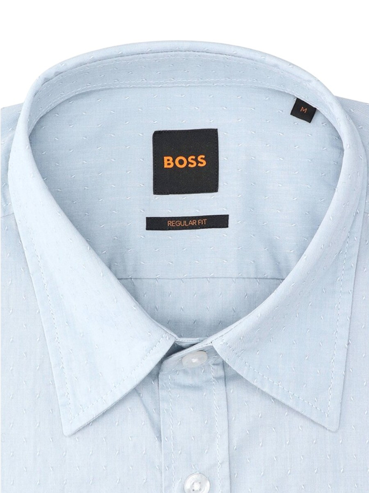 Light pastel blauwe katoenen hemd (regular fit) met details en lange mouwen Hugo Boss 