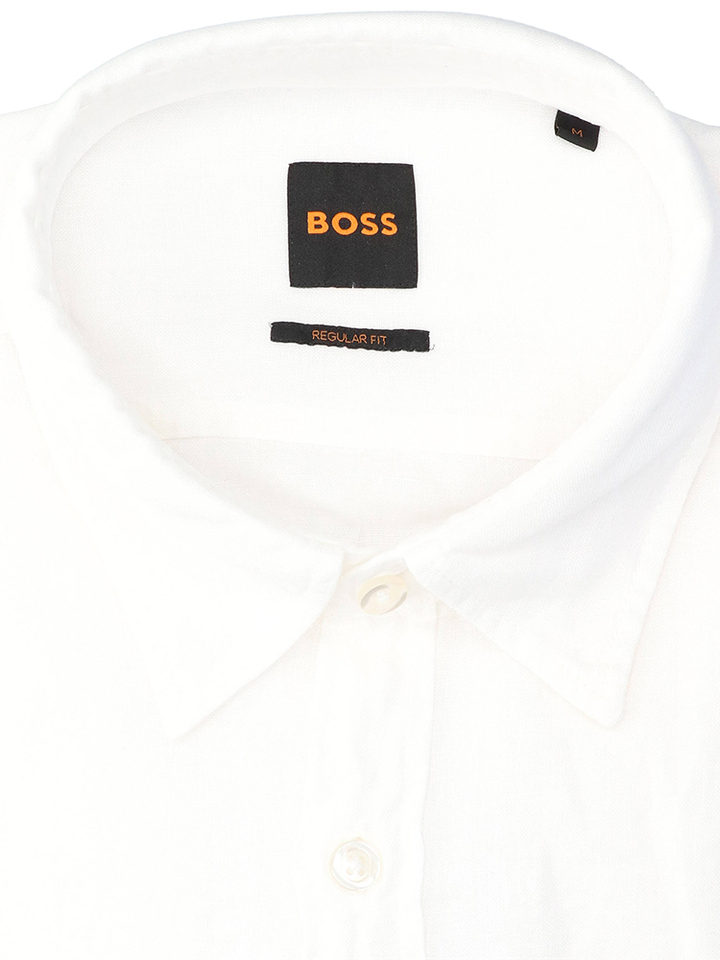 Wit linnen hemd (regular fit) met lange mouwen Hugo Boss 