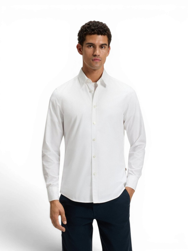 Wit linnen hemd (regular fit) met lange mouwen Hugo Boss 
