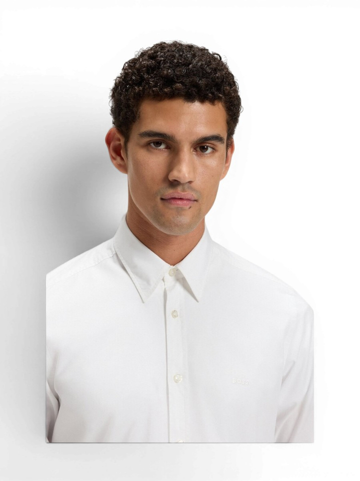 Wit linnen hemd (regular fit) met lange mouwen Hugo Boss 