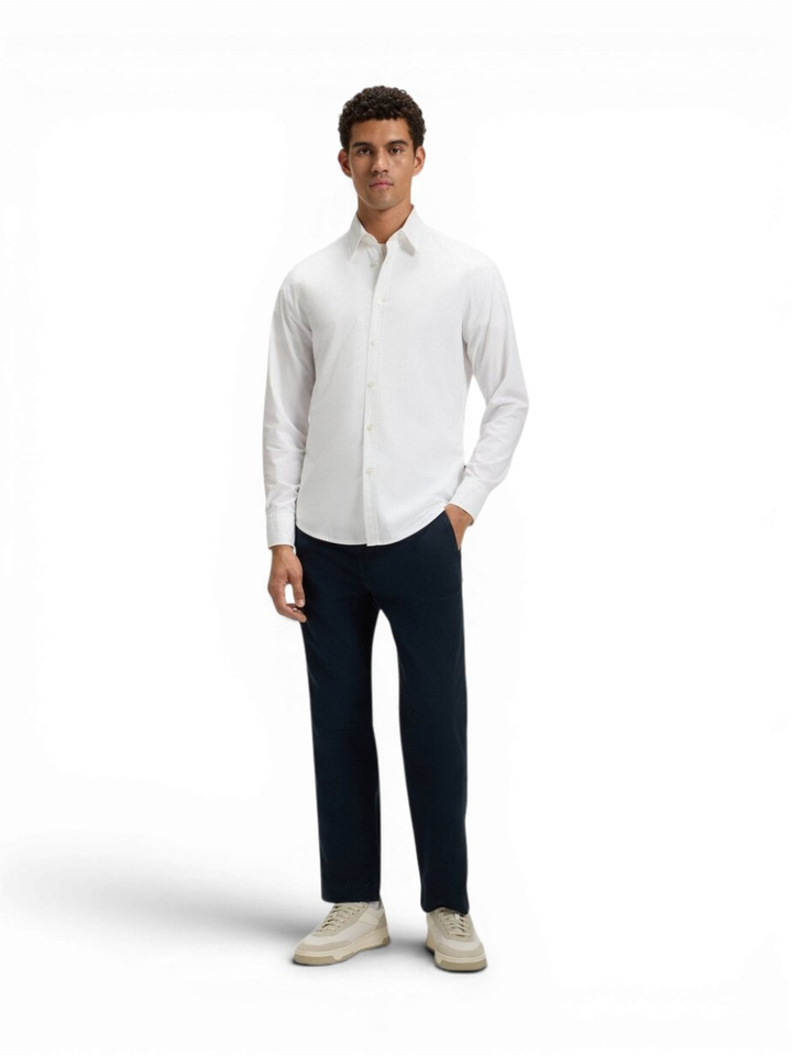 Wit linnen hemd (regular fit) met lange mouwen Hugo Boss 