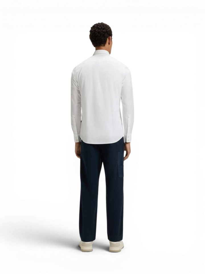 Wit linnen hemd (regular fit) met lange mouwen Hugo Boss 