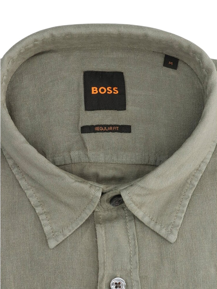 Open grey linnen hemd (regular fit) met lange mouwen Hugo Boss