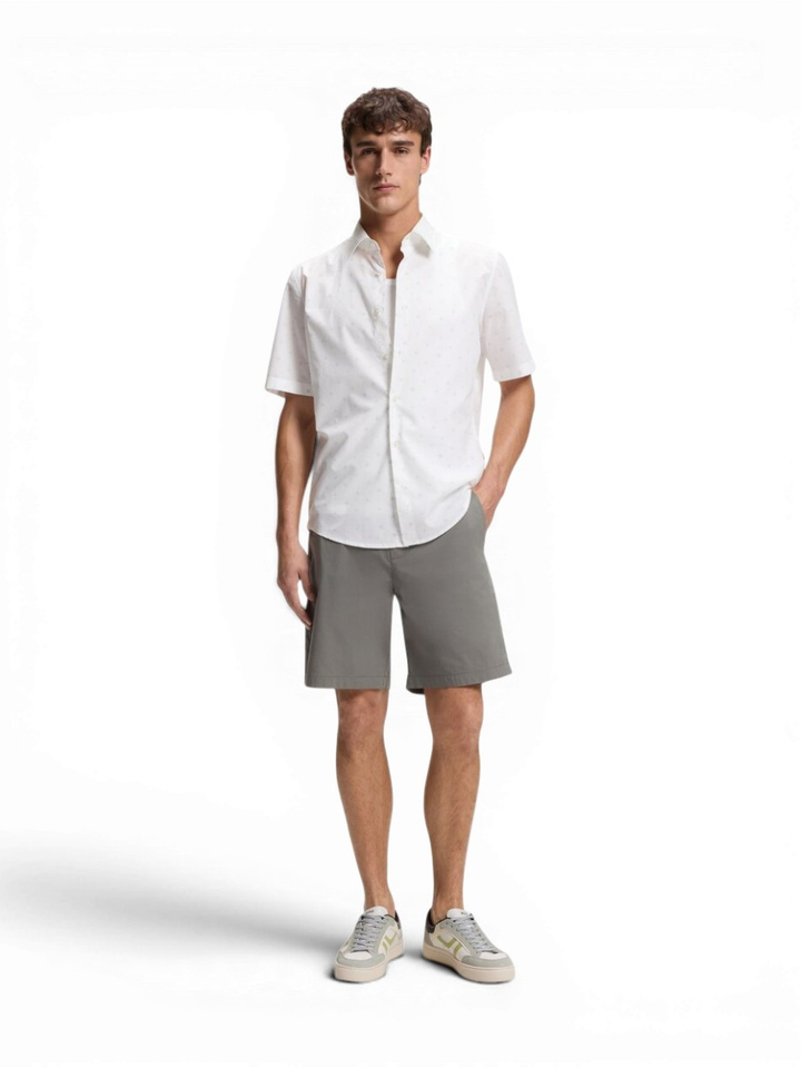 Wit hemd met groene print (regular fit) met korte mouwen Hugo Boss 