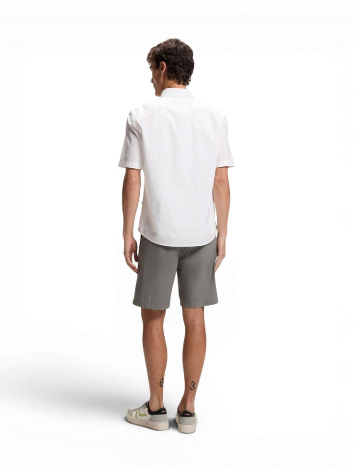 Wit hemd met groene print (regular fit) met korte mouwen Hugo Boss 