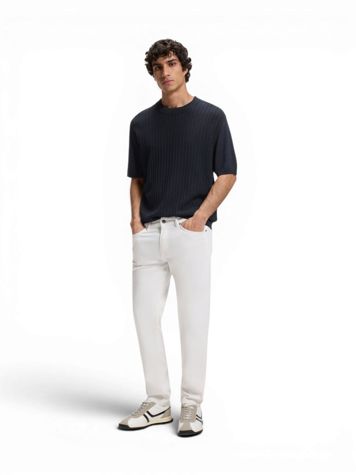 Donkerblauwe trui met streep structuur Hugo Boss