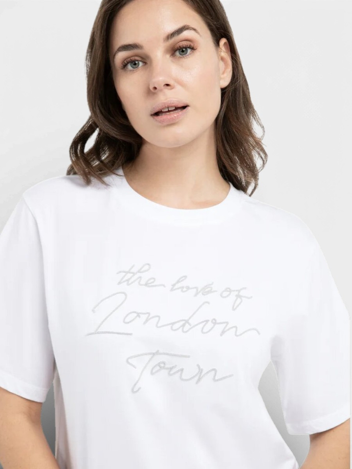 Witte katoenen T-shirt met opdruk Yaya