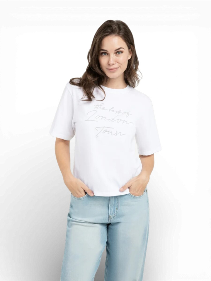 Witte katoenen T-shirt met opdruk Yaya
