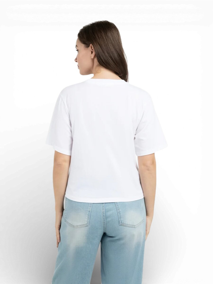 Witte katoenen T-shirt met opdruk Yaya