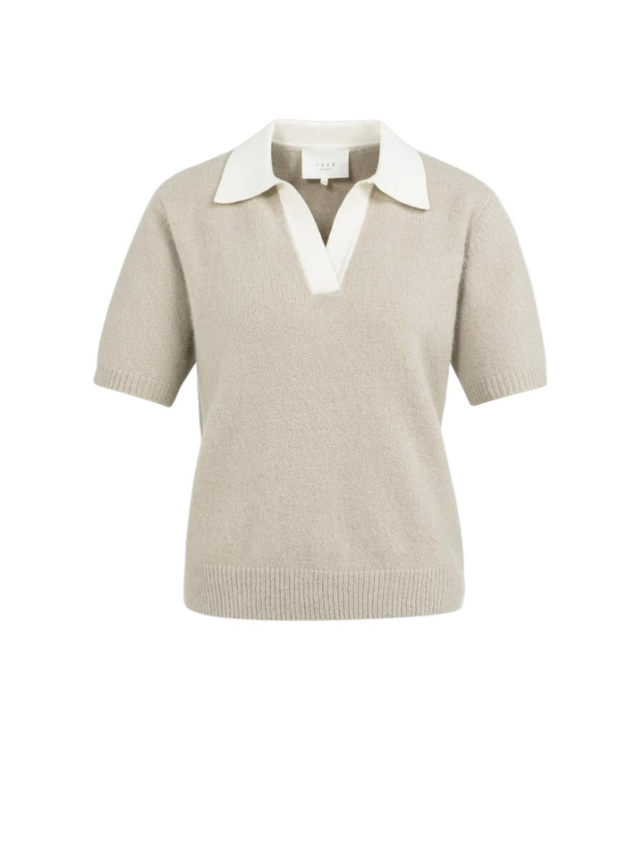 Beige trui met witte kraag Yaya 