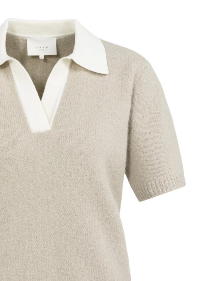 Beige trui met witte kraag Yaya 