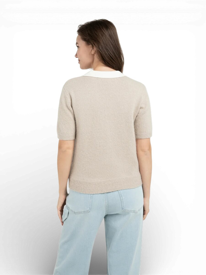 Beige trui met witte kraag Yaya 