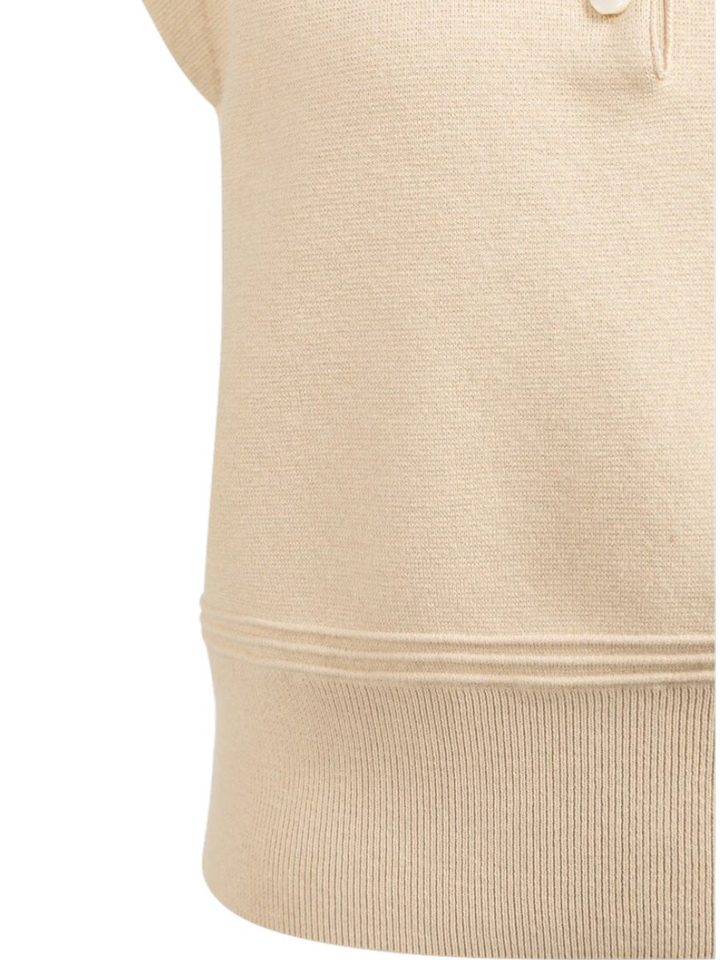 Beige mouwloze trui met kraag en knoopjes YAYA 