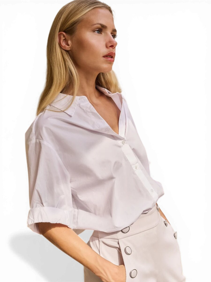 Witte blouse met korte mouwen Yaya
