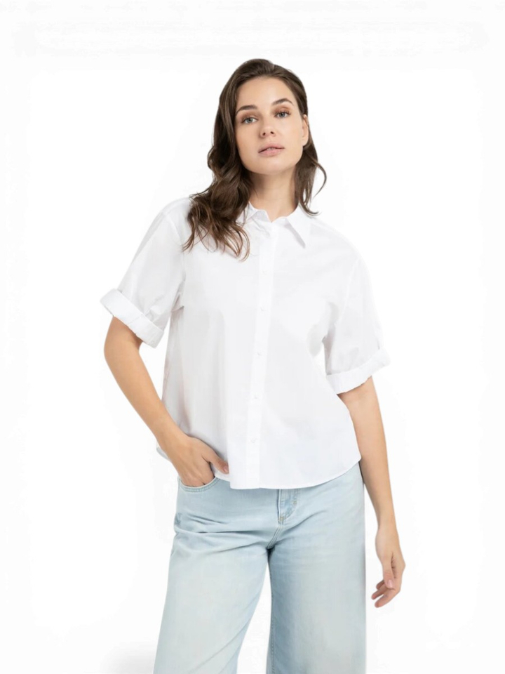 Witte blouse met korte mouwen Yaya