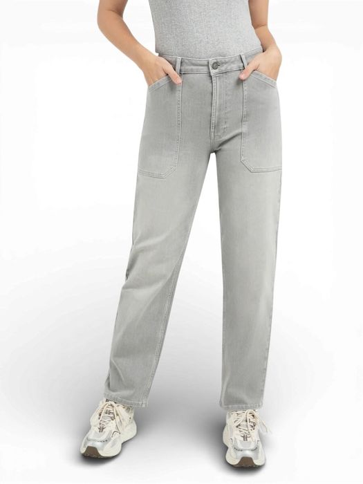 Grijze tapered broek met hoge taille Yaya