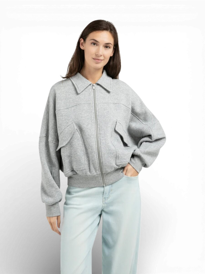 Lichtgrijze cardigan met rits Yaya 
