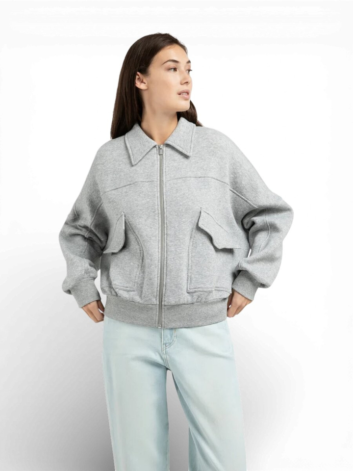 Lichtgrijze cardigan met rits Yaya 