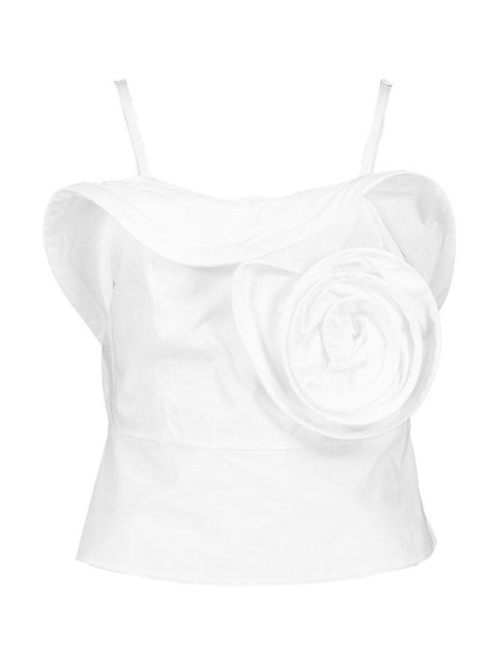 Witte katoenen strapless top met bloem Rinascimento 