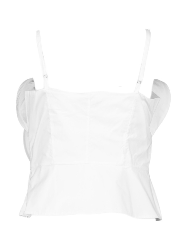 Witte katoenen strapless top met bloem Rinascimento 