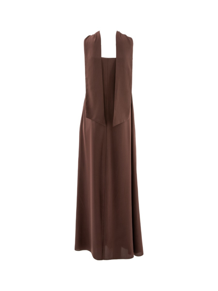 Donkerbruine bustier maxi-jurk met sjaaltje Rinascimento