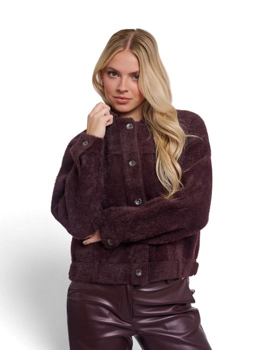 Donkerbruine gilet met knoopsluiting Bubbly Rino Pelle