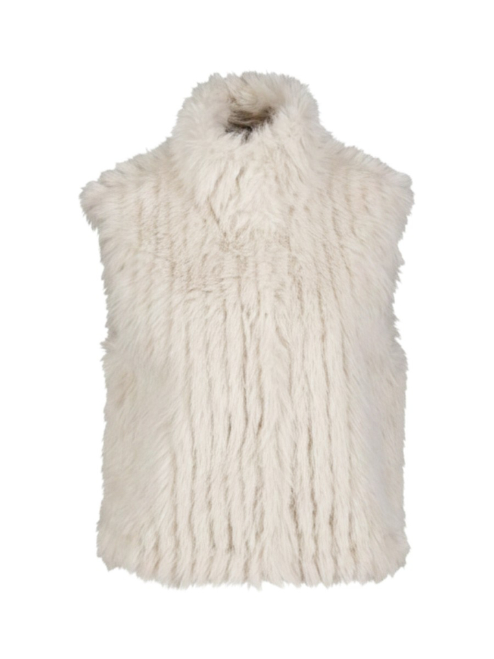 Ecru zachte bodywarmer in faux fur Dava Rino Pelle