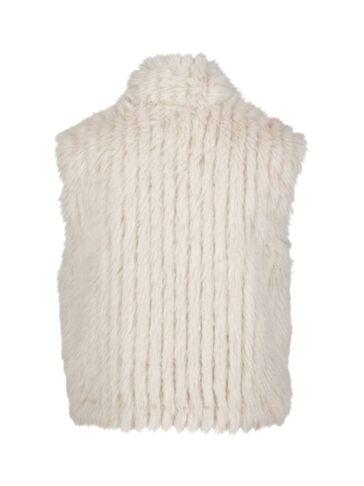 Ecru zachte bodywarmer in faux fur Dava Rino Pelle