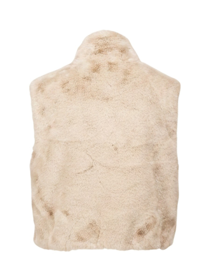 Beige bodywarmer in faux fur Nikki Rino Pelle 