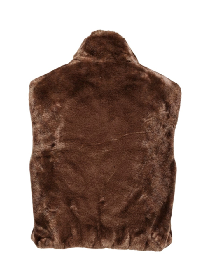 Donkerbruine bodywarmer in faux fur Nikki Rino Pelle