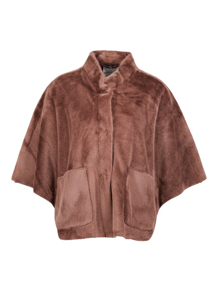 Bordeaux poncho met drukknopen Dewi Rino Pelle 
