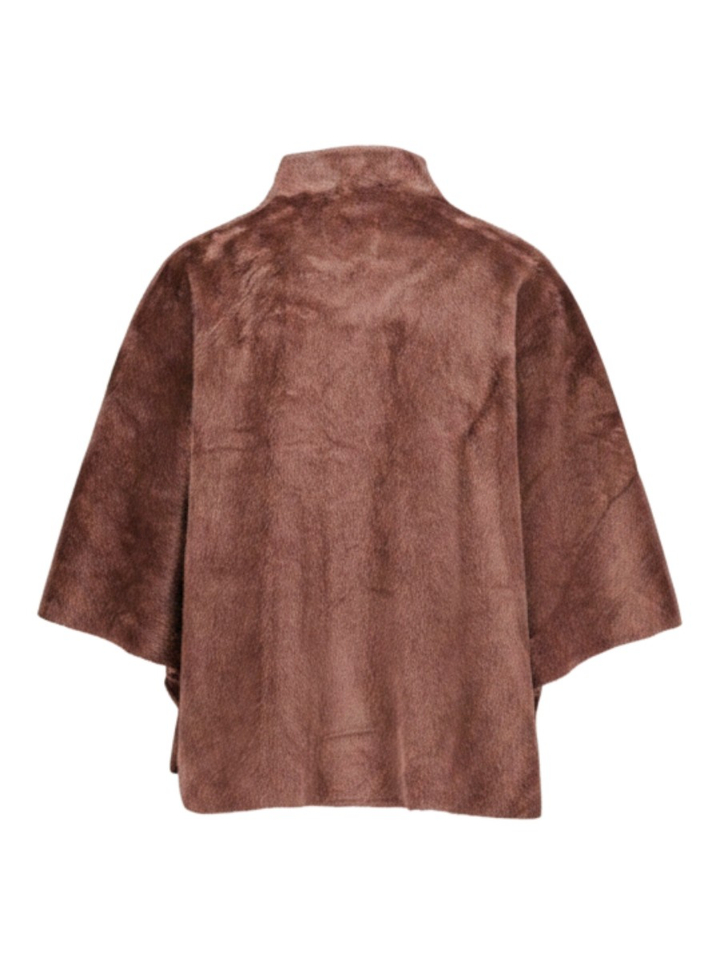Bordeaux poncho met drukknopen Dewi Rino Pelle 