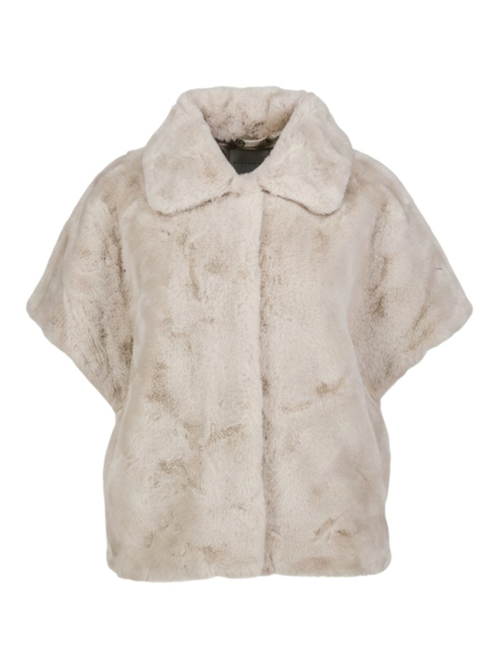 Beige mouwloze jas Bodil Rino Pelle 