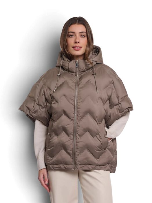 Beige jas oversized met korte mouw Hilary Rino Pelle