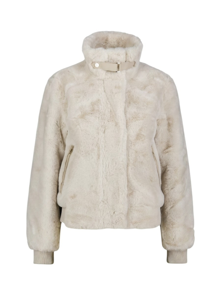Creme kleurige jas in faux fur Ambra Rino Pelle 