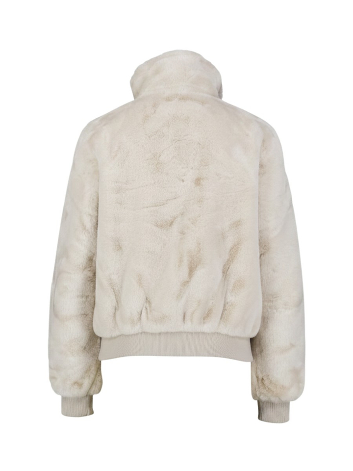 Creme kleurige jas in faux fur Ambra Rino Pelle 