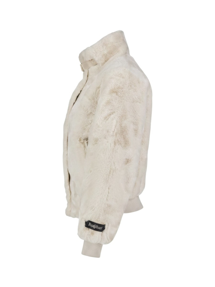 Creme kleurige jas in faux fur Ambra Rino Pelle 
