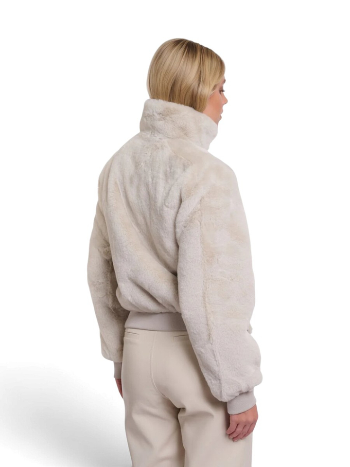 Creme kleurige jas in faux fur Ambra Rino Pelle