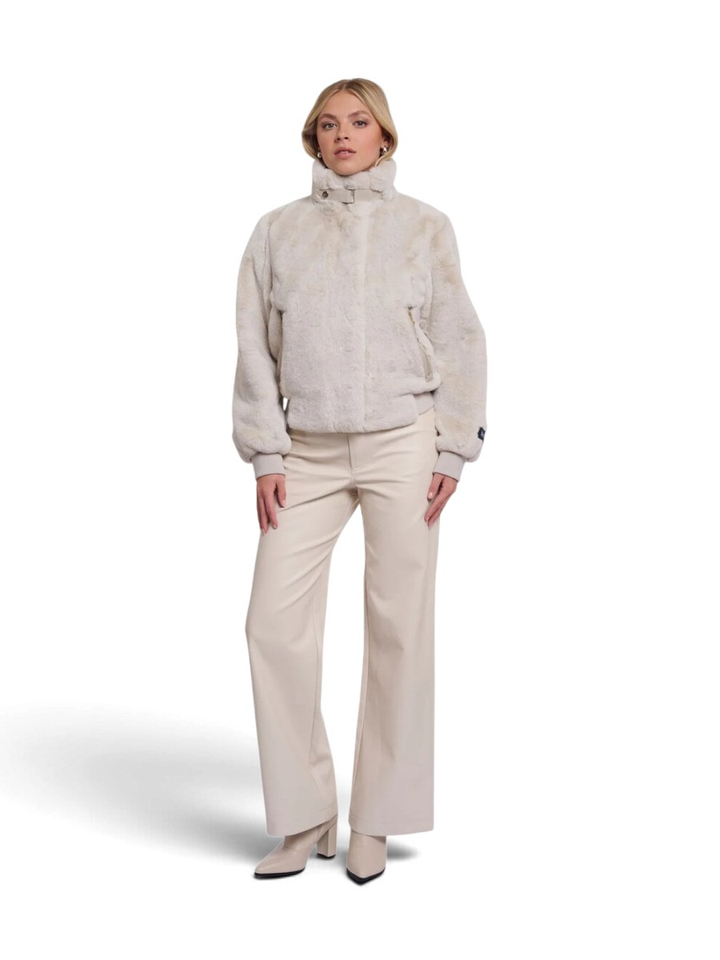 Creme kleurige jas in faux fur Ambra Rino Pelle