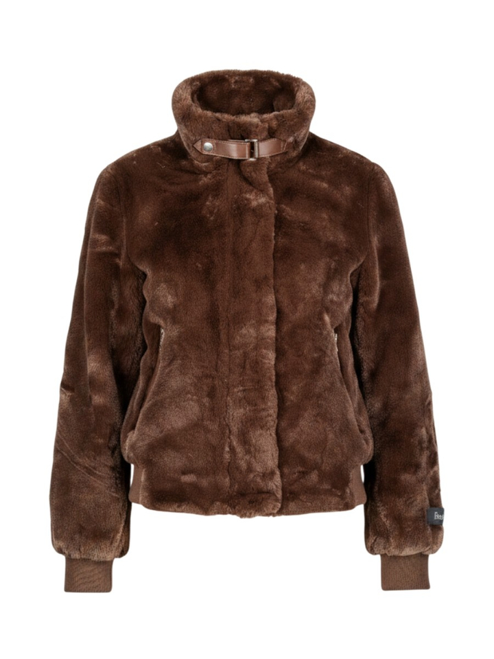 Bruine jas in faux fur Ambra Rino Pelle