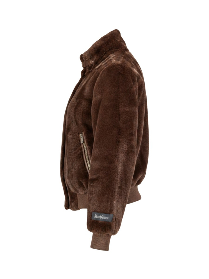 Bruine jas in faux fur Ambra Rino Pelle