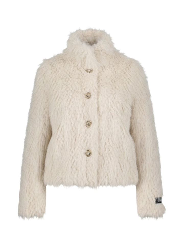 Beige jas in faux fur Vie Rino Pelle