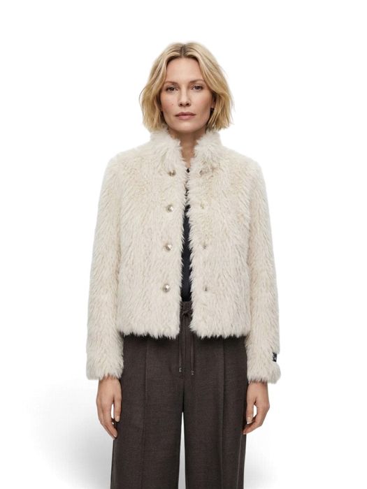 Beige jas in faux fur Vie Rino Pelle