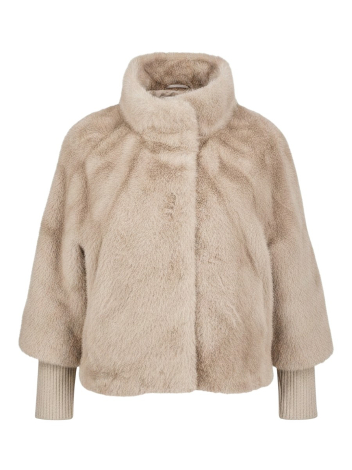 Beige jas in faux fur Nesrin Rino Pelle