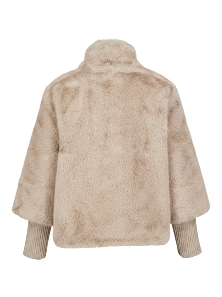 Beige jas in faux fur Nesrin Rino Pelle