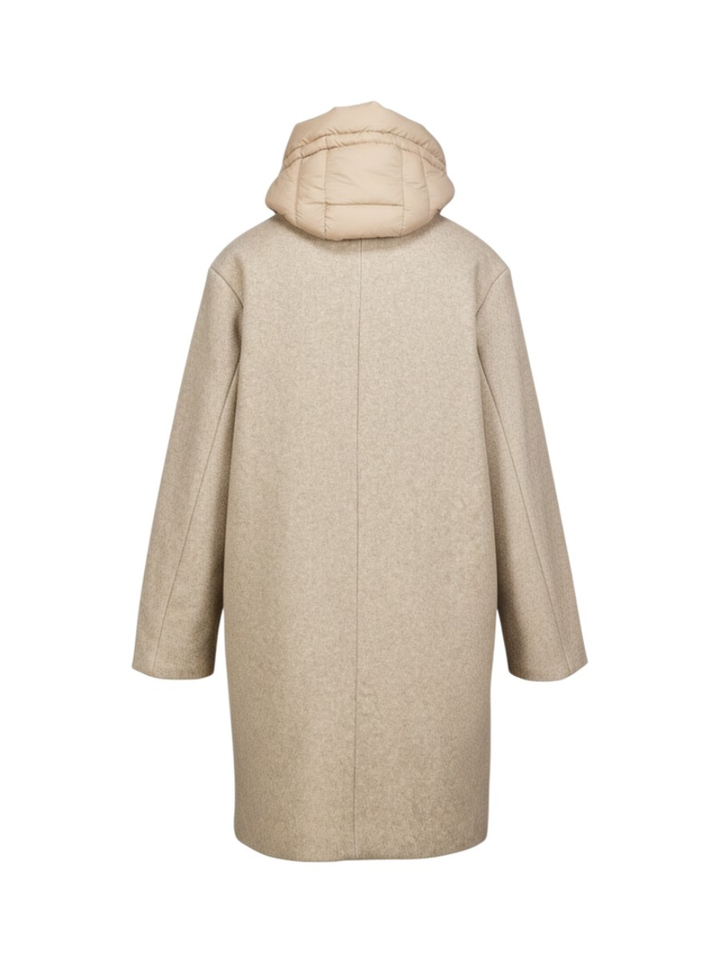 Beige mantel met uitneembare bodywarmer Omri Rino Pelle