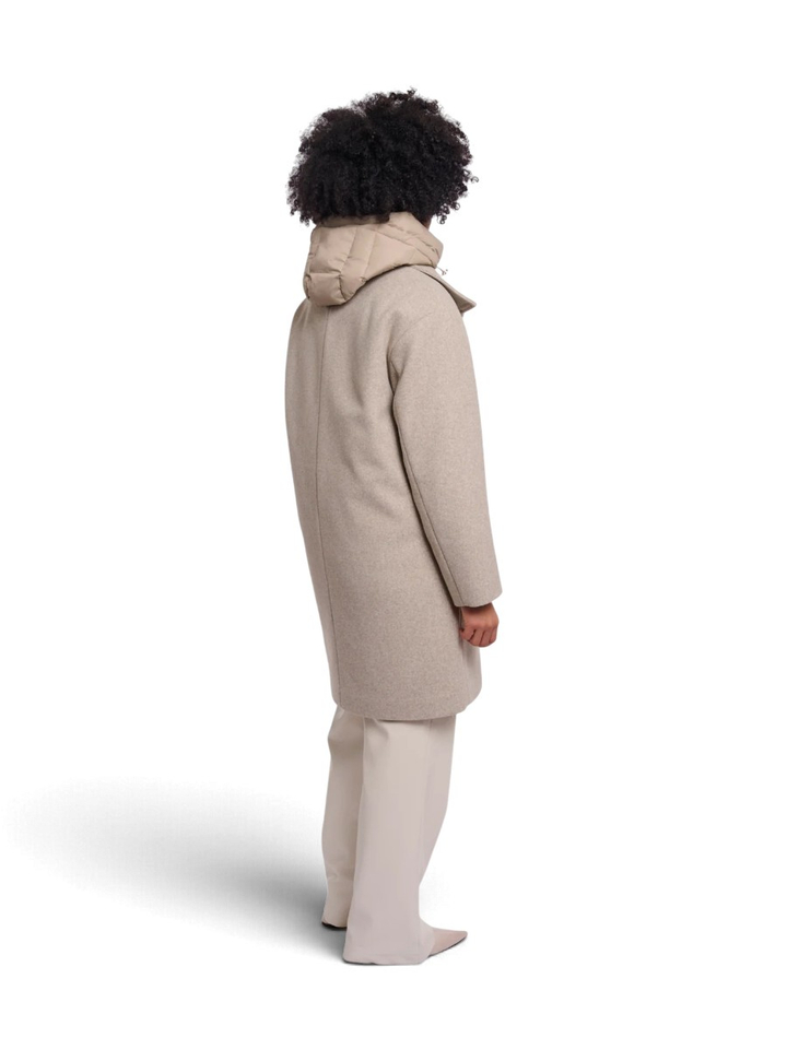 Beige mantel met uitneembare bodywarmer Omri Rino Pelle